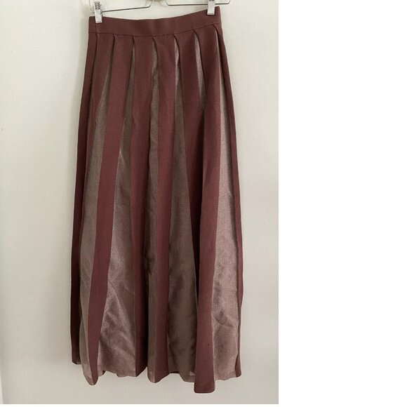 NWT NEW By Anthropologie Sheer Pleated Maxi Skirt size 3x brown color - Picture 3 of 5
